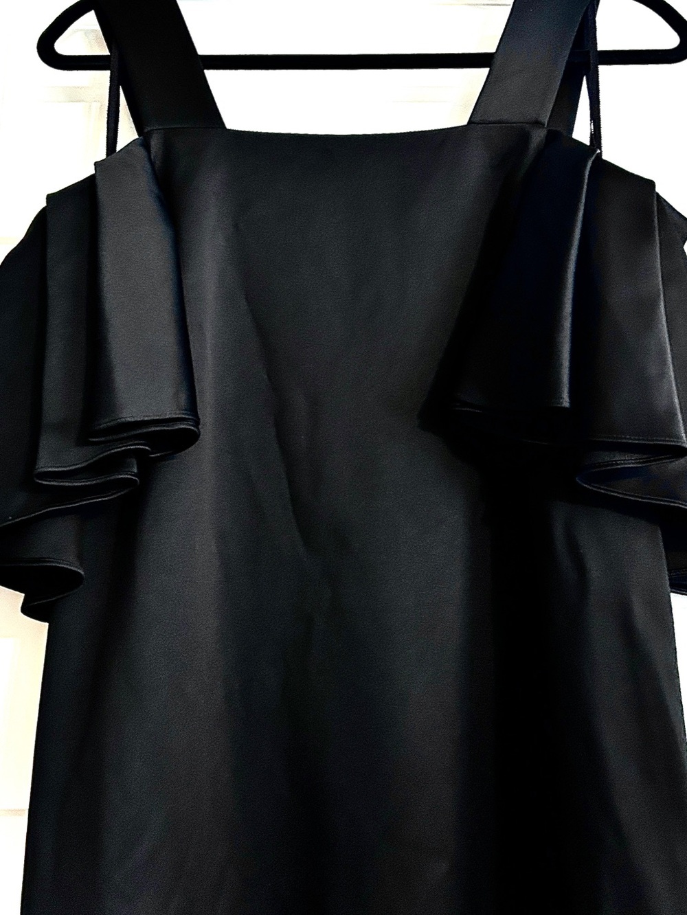 & OTHER STORIES Black Sateen Cold Shoulder Midi Dress 4 NWT - Picture 4 of 8